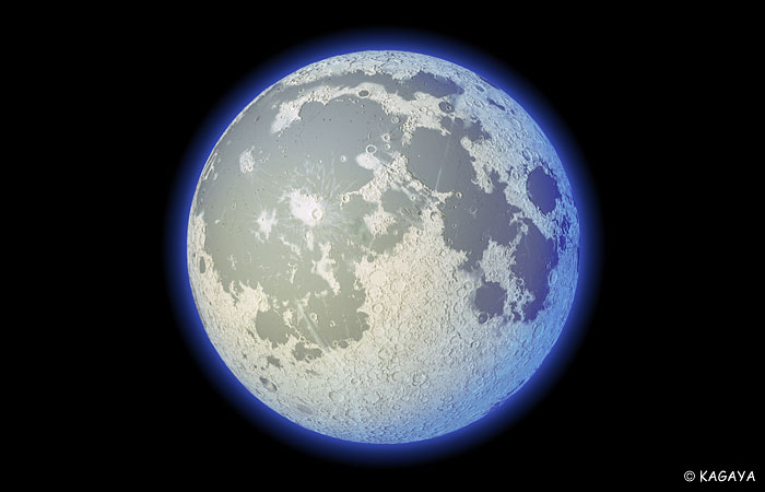 Повний місяць зростає за межами острова в південній частині Тихого океану, з блискучими зірками в небі, і місячним світлом на море