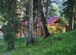 База відпочинку знаходиться в межах міста-курорту Белокуриха і займає простору територію на річковому березі