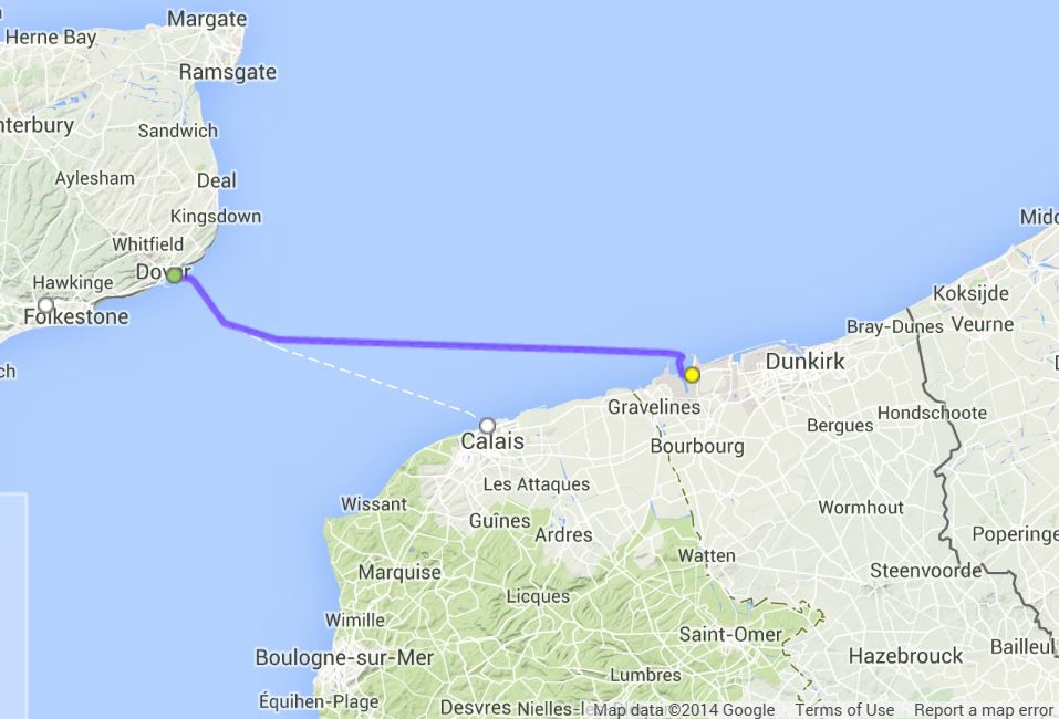 Існує ряд прямих маршрутів до Великобританії, але найбільш популярний серед них Дюнкерк - Дувр