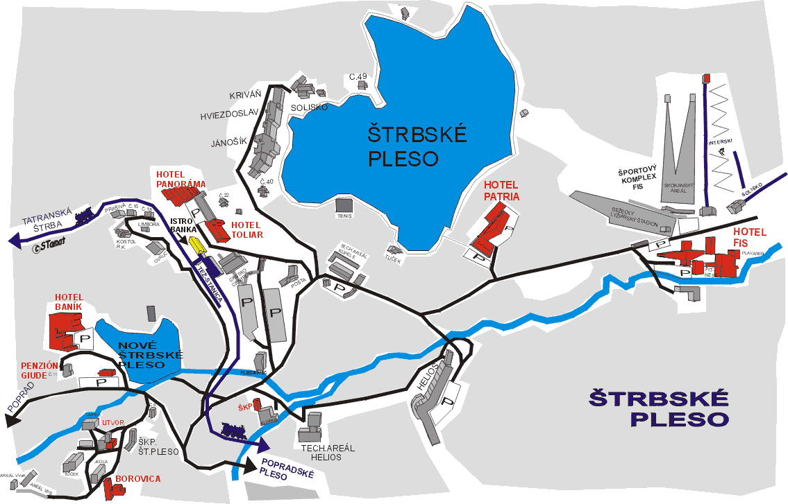 Схема міста Штребське Плесо